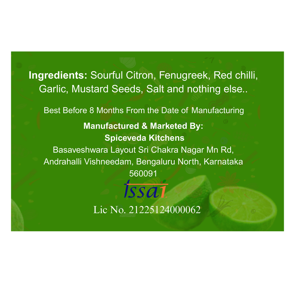 Citron Pickle - Spicy tangy & Delicious 350gms